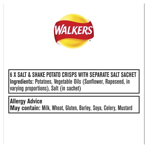 Walkers Salt and Shake Potato Crisps, 6 x 24 g Packets