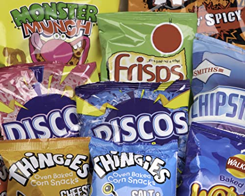 Munchied - Crisp Gift Hamper Sets/Including a Retro, Classic, Modern Selection Of Your Favourite Crisps - Walkers/McCoys, Skips, Golden Wonder, Pringles, Transformers & More!! (Retro..ONLY)