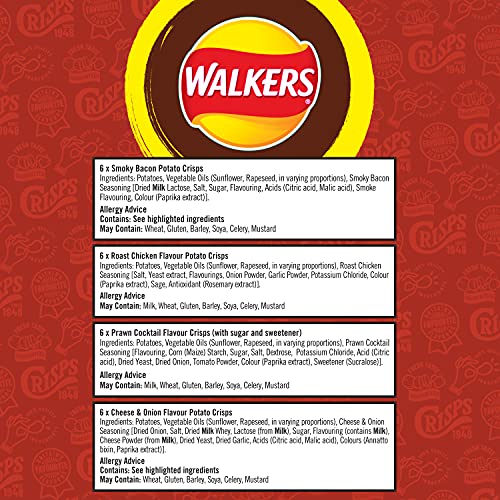 Walkers Crisps Meaty Variety Multipack Crisps, 24 x 25g