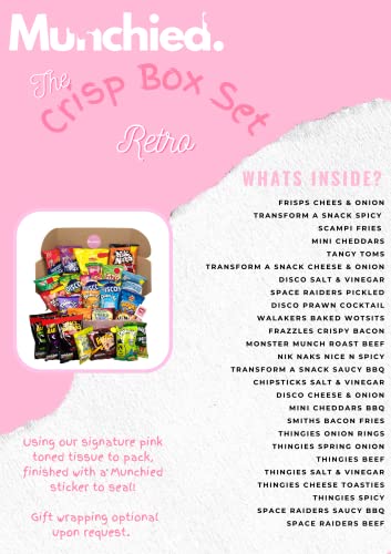 Munchied - Crisp Gift Hamper Sets/Including a Retro, Classic, Modern Selection Of Your Favourite Crisps - Walkers/McCoys, Skips, Golden Wonder, Pringles, Transformers & More!! (Retro..ONLY)