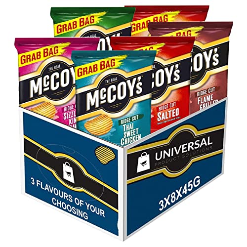 McCoy's Custom Case | 36 Pack | Choose any 3 Flavours & Receive 12x45g of each Choice | Includes 5 Varieties of Crunchy Potato Crisps Perfect for Snacking