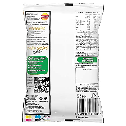 Walkers Marmite Crisps Box, 32.5 g (Case of 32)