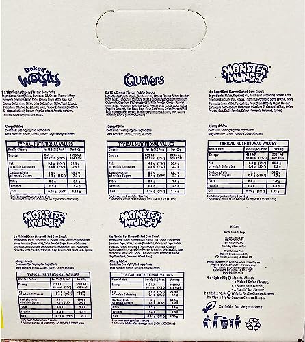 Walkers Crisps Snack Variety Box 60 Pack Quavers Baked Wotsits Mega Monster Munch Crisps Snack Mix Party Box Boxed Treatz