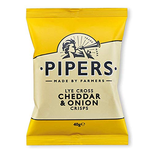 Pipers Gluten-Free Lye Cross Cheddar & Onion Crisps 24x40g