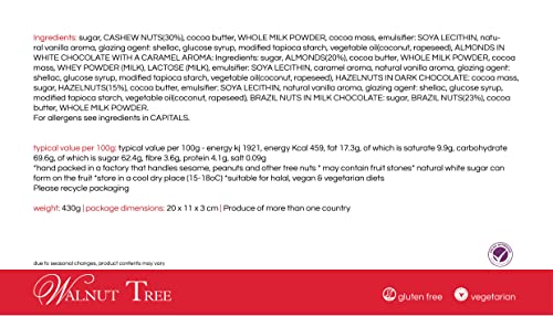 Walnut Tree Assorted Nuts Covered in Milk, Dark, White and Caramel Chocolate | Hand Packed in Gift Box Selection | A Great Festive Present For All The Family