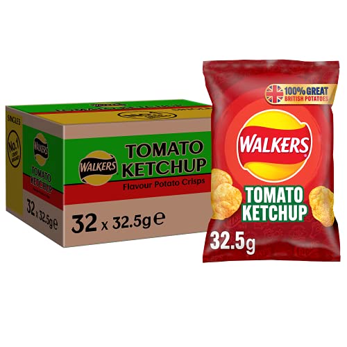 Walkers Tomato Ketchup Crisps Box, 32.5 g (Case of 32)