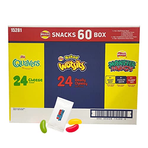 Walkers Crisps Snack Variety Box 60 Pack Quavers Baked Wotsits Mega Monster Munch Crisps Snack Mix Party Box Boxed Treatz