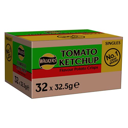Walkers Tomato Ketchup Crisps Box, 32.5 g (Case of 32)