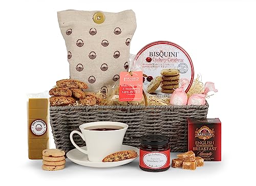 Hay Hampers Afternoon Tea Hamper - Fudge, Biscuits, English Breakfast Tea, Jam, Cookies & More -Gourmet Gift Hampers for Men, Gift Food Hampers for Women