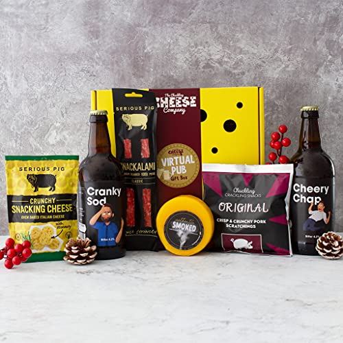 Virtual Pub Gift Box. A Delicious Selection Box Full of Pub Inspired Foodie Gifts. Savoury Snacks, cheese and Beer. Ultimate Food Gifts For Men Or Women