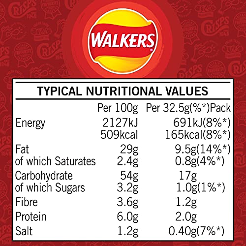 Walkers Tomato Ketchup Crisps Box, 32.5 g (Case of 32)