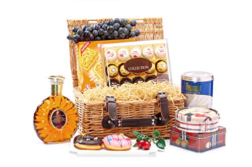 Woodluv Natural Wicker Hamper Basket, Xmas, Wedding, Anniversary Birthday Mothers Day Christmas Medium