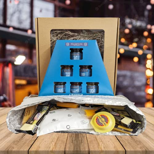 TOPLINE Luxury Selection of 9 Different Cheeseboard Varieties and 6 Chutney's Gift Set Him and Her | 24 Ilchester Cheese Individually Wrapper Portions and Hampton's 6 Luxury Chutneys Gift Hamper