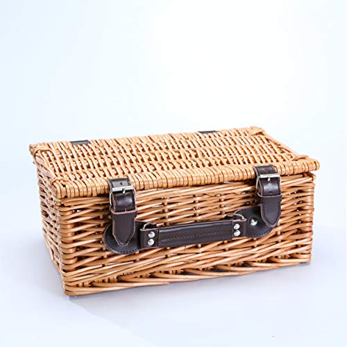 Woodluv Natural Wicker Hamper Basket, Xmas, Wedding, Anniversary Birthday Mothers Day Christmas Medium