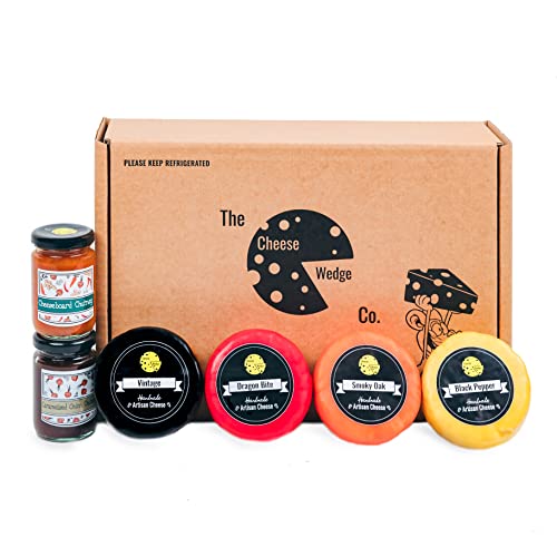 Premium Cheese Gift | Cheese & Chutney Gift Box | 4 Luxury Truckle Cheese Selection & 2 Artisan Chutneys