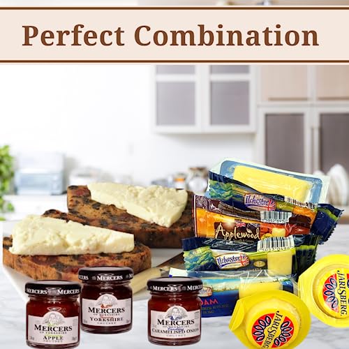 Cheese Hampers for Men Gift - 24 Pcs Ilchester Cheese Selection, 3x Chutney and 500g Fruit Cake - Cheese and Chutney Gift Sets, Hampers & Gourmet Gifts, Birthday Hampers for Dad
