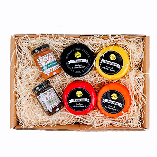 Premium Cheese Gift | Cheese & Chutney Gift Box | 4 Luxury Truckle Cheese Selection & 2 Artisan Chutneys