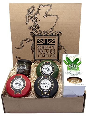 Snowdonia Welsh Cheese Hamper Truckles with Onion Chutney and Cradocs Crackers Welsh Gift Hamper from GREAT BRITISH TRADING LIMITED