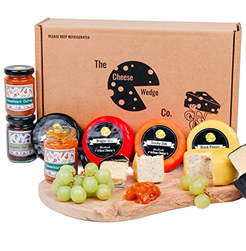 Premium Cheese Gift | Cheese & Chutney Gift Box | 4 Luxury Truckle Cheese Selection & 2 Artisan Chutneys