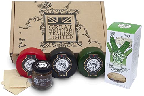 Snowdonia Welsh Cheese Hamper Truckles with Onion Chutney and Cradocs Crackers Welsh Gift Hamper from GREAT BRITISH TRADING LIMITED