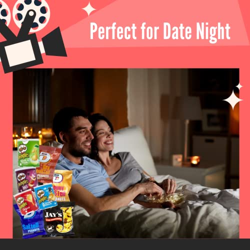 Family Movie Night Hamper Box - Pringles Gift Set with Popcorn, Sweets and Savoury Snacks Hamper - Movie Night Accessories, Birthday Hamper, Crisp Hamper, Date Night Box, Kids Crisp Selection Box