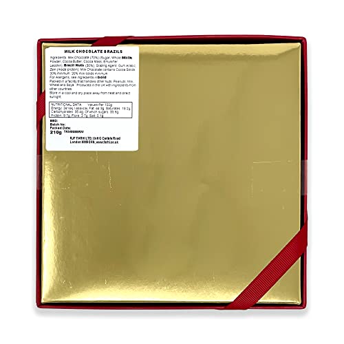 Rita Farhi Milk Chocolate Coated Brazil Nuts in a Luxury Gift Box | Christmas Chocolate Nuts Present | Palm Oil Free - 210 g