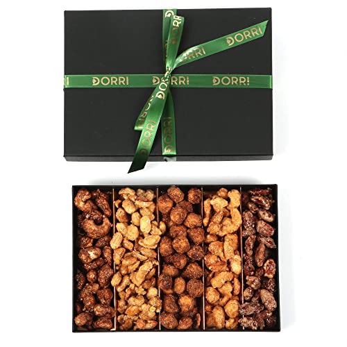 Dorri - Nuts Gift Set - Assorted Nut Gift Set - Natural Nuts, Roasted & Caramelised Mixed Nut Selection Luxury Gift Box - Cashews, Peanuts, Pecans, Almond Nuts (Assorted Caramelised Nuts 500g)