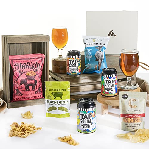 Craft Beer Hamper With Premium Pub Snacks - British Beer Hampers For Men, Unique Beer Gifts For Men, Craft Beer Gift Set For Men, Hamper For Men, Hamper for Men, Lager Gift Set, Clearwater Hampers