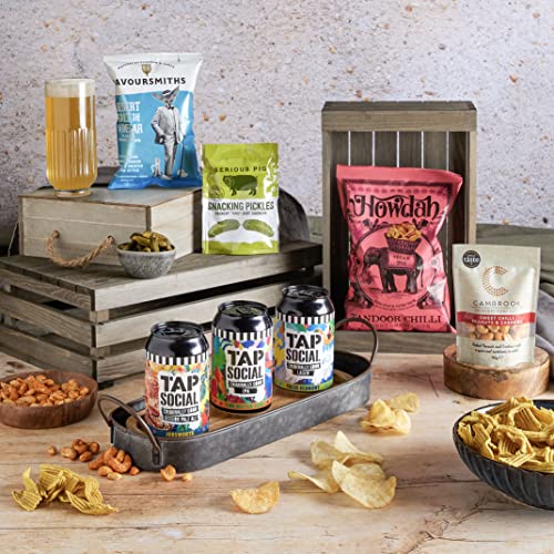 Craft Beer Hamper With Premium Pub Snacks - British Beer Hampers For Men, Unique Beer Gifts For Men, Craft Beer Gift Set For Men, Hamper For Men, Hamper for Men, Lager Gift Set, Clearwater Hampers