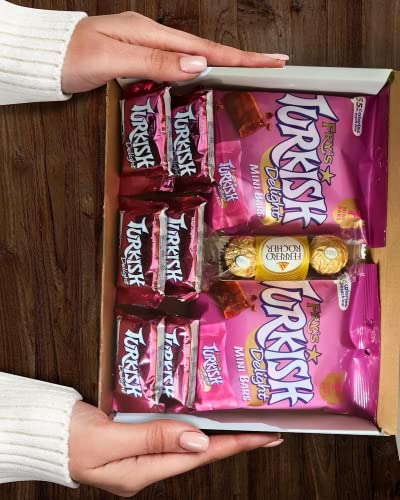 Turkish Delight Gift Box - Turkish Delight Chocolate (6 x 51g) and Mini Bars (2 x 7 pack 105g) with Ferrero Rocher Chocolate (3pack 37.5g) | Frys Turkish Delight Hamper | Ideal Gifts for Dad & Grandpa