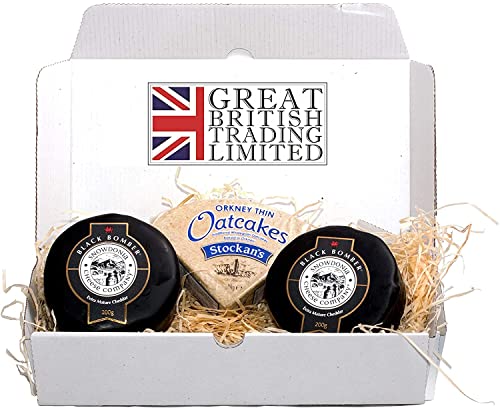 Snowdonia Black Bomber Extra Mature Cheddar Cheese Gift Hamper 2X 200g with Stockan's Thin Orkney Oatcakes Crackers