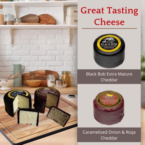 Naras Cheese and Wine Hamper - 2x Red Wine, 200g Award Winning Cheese, Snacking Biscuits Chutney Gift Set Food Hampers & Gourmet Gifts, Set, Birthday for Men, Pack of 9