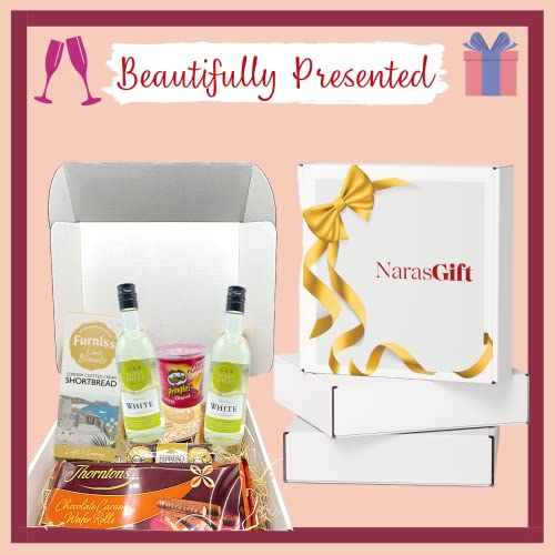 White Wine Gift Set - 2x White Wine and Chocolate Gift Set, Crisps, Biscuits and Wafer Rolls - Wine Hampers for Couples, Birthday Gifts for Women, Wine Gifts for Women