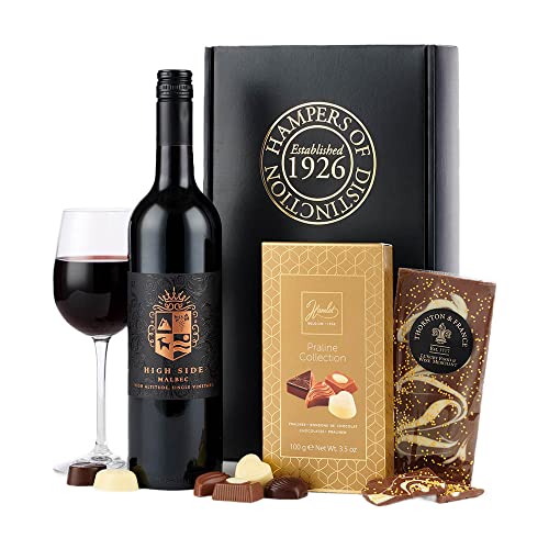 Thornton & France Red Wine & Chocolates Hamper Gift | Malbec Red Wine Plus Chocolate Praline Selection | Gift For All Occasions