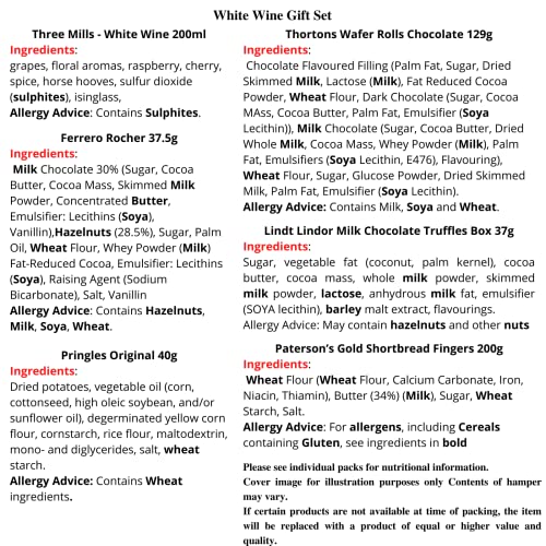 White Wine Gift Set - 2x White Wine and Chocolate Gift Set, Crisps, Biscuits and Wafer Rolls - Wine Hampers for Couples, Birthday Gifts for Women, Wine Gifts for Women