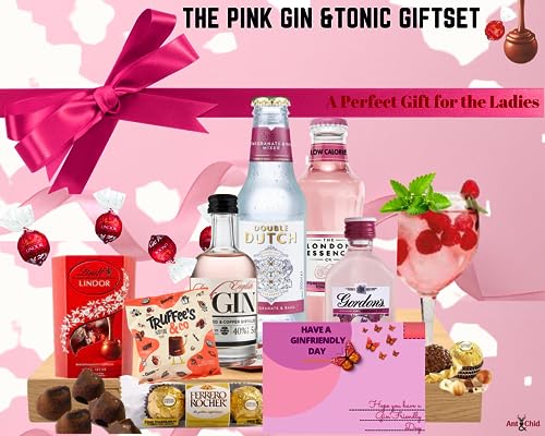 The Pink Gin Gift Set Hampers for Women, Birthday Gin Gifts for her with Chocolate Gifts for Her - The BestFriend Gifts for Women