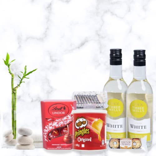 White Wine Gift Set With Chocolate, Alcohol Hamper Gift for Men and Women, Christmas Gifts for Her, Birthday Gifts For Her