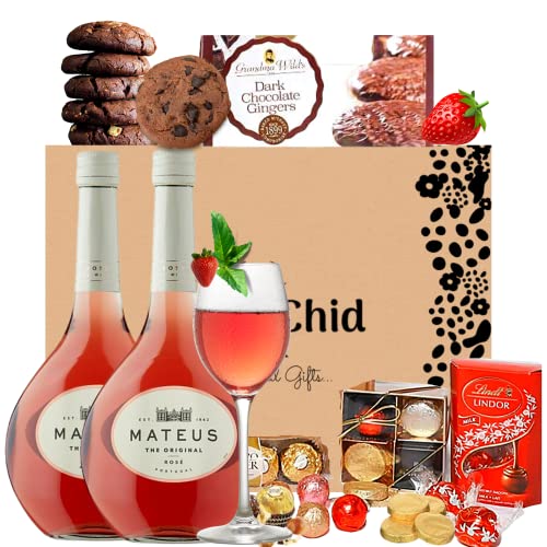 Rose Wine with Assorted Chocolates and Biscuits Hamper Gift Set for Women