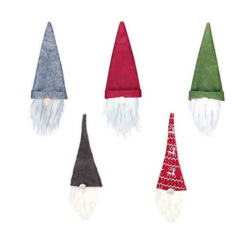 5pcs Christmas Wine Bottle Covers Bags Felt Christmas Gnomes Wine Bottle Topper Cover Wine Bottle Sweater Bottle Dress Cap Ornament Set for Christmas Table Decorations Festival Dinner Party Xmas Gifts