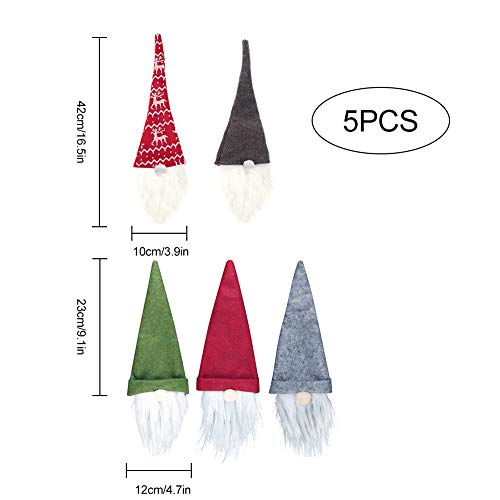 5pcs Christmas Wine Bottle Covers Bags Felt Christmas Gnomes Wine Bottle Topper Cover Wine Bottle Sweater Bottle Dress Cap Ornament Set for Christmas Table Decorations Festival Dinner Party Xmas Gifts