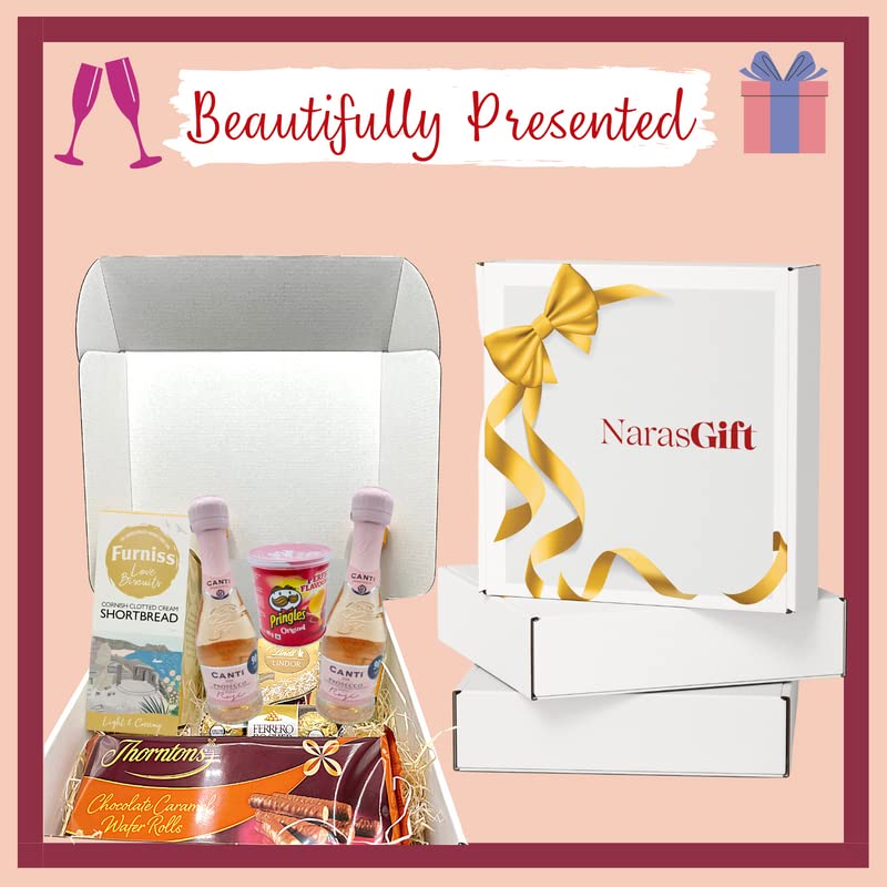 Canti Prosecco Gift Set - 2x Canti Prosecco Rose Wine, Chocolates, Biscuits, Wafer Rolls - Prosecco Gifts for Women, Alcohol Gift Hampers for Couples, Birthday Hampers for Women, Teachers Gifts