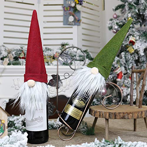 5pcs Christmas Wine Bottle Covers Bags Felt Christmas Gnomes Wine Bottle Topper Cover Wine Bottle Sweater Bottle Dress Cap Ornament Set for Christmas Table Decorations Festival Dinner Party Xmas Gifts