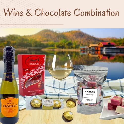 Prosecco Gifts for Women - Prosecco Gift Set, Wine Gift Set, Birthday Hamper for Women, Alcohol Gift Hamper, Thank You Teacher Gifts - Wine and Chocolate Gift Set, Prosecco Toppers, Biscuits