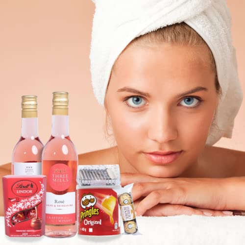 Rose Wine Gift Set With Chocolate, Alcohol Hamper Gift for Men and Women, Christmas Gifts for Her, Birthday Gifts For Her