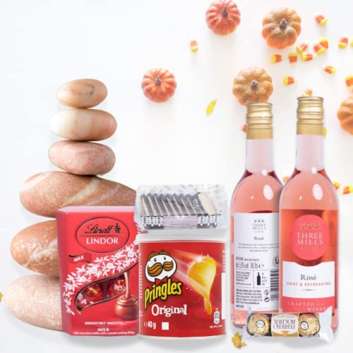 Rose Wine Gift Set With Chocolate, Alcohol Hamper Gift for Men and Women, Christmas Gifts for Her, Birthday Gifts For Her