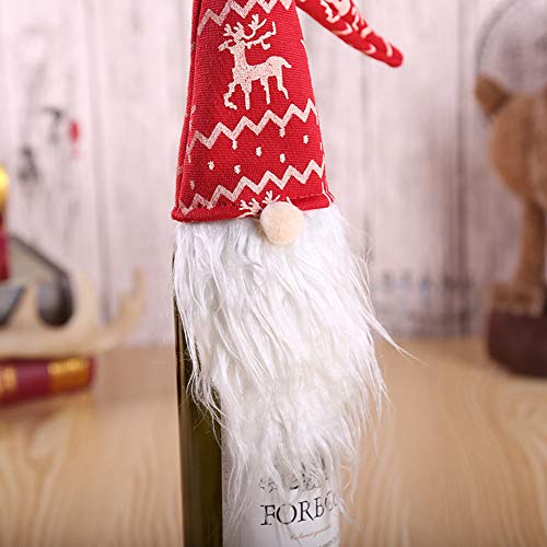 5pcs Christmas Wine Bottle Covers Bags Felt Christmas Gnomes Wine Bottle Topper Cover Wine Bottle Sweater Bottle Dress Cap Ornament Set for Christmas Table Decorations Festival Dinner Party Xmas Gifts