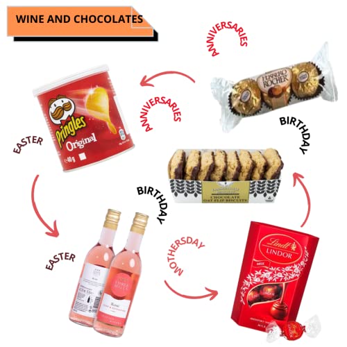 Rose Wine Gift Set With Chocolate, Alcohol Hamper Gift for Men and Women, Christmas Gifts for Her, Birthday Gifts For Her