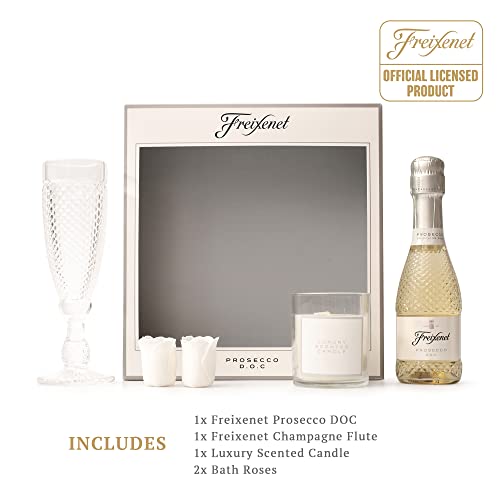 Freixenet Prosecco Gift Set, Pamper Wine Gift Set Women - New Mum Luxury Candle, Bath Bombs, Mini Prosecco 20cl, Champagne Flute - Prosecco Gifts for Women, Mothers Day, Birthday Alcohol Gifts for Her