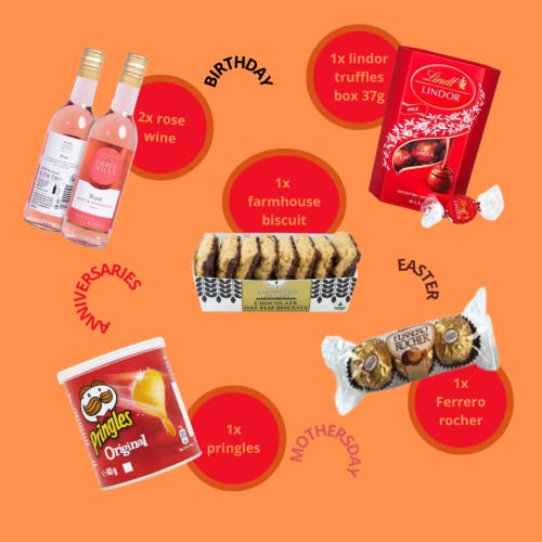 Rose Wine Gift Set With Chocolate, Alcohol Hamper Gift for Men and Women, Christmas Gifts for Her, Birthday Gifts For Her