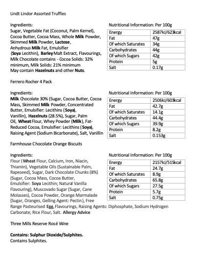 Rosé Wine & Chocolate Hamper - Two Small Rose Wines, Lindt Lindor Chocolates, Ferrero Rocher & Premium Chocolate Chip Biscuits - Hamper Exclusive To Burmont's